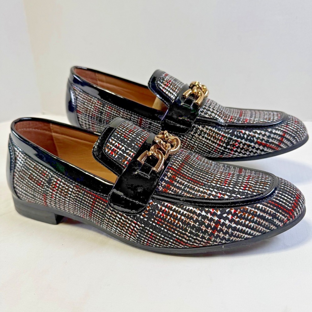 Meijiani Faux Leather Noble Loafer Shoes Slip-on Horse‎ bit Chain Men's Size 10